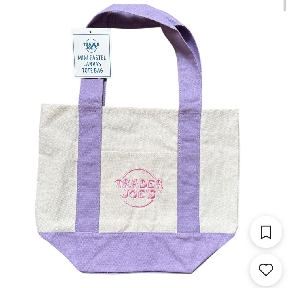 Trader Joe's Mini Pastel Canvas Tote Bag- Lavender